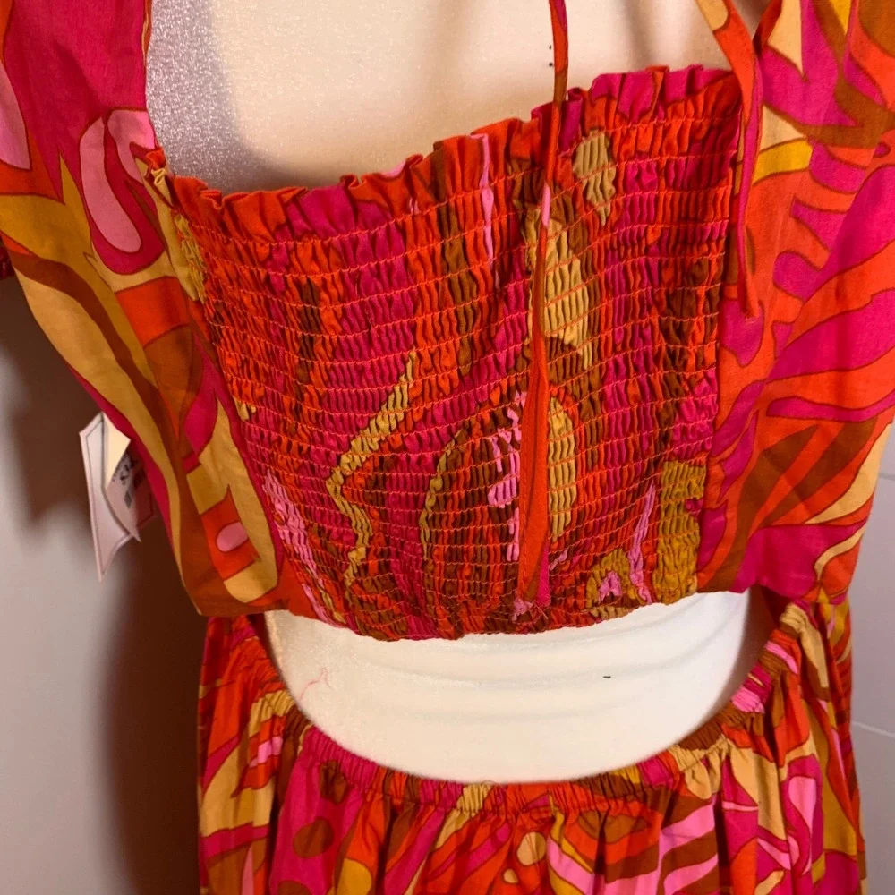NWT 1. State Maxi Dress Cutout Back Pink Orange Retro P
Puff Sleeve Women L Boho - Picture 8 of 13